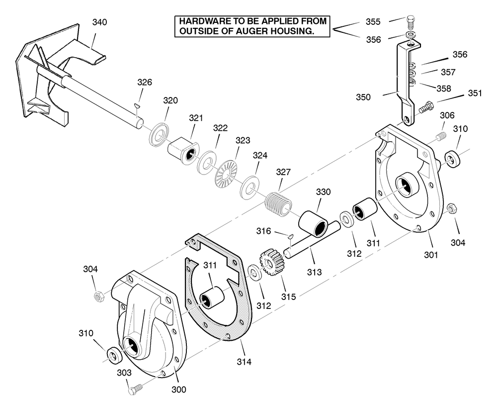Gear Case Diagram and Parts List for C950-52471-0 2004 Briggs and Stratton Snow Blower